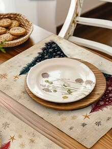 1/4/6/8/12 piezas Individuales para mesa de comedor, individuales con patrón de árboles de Navidad y invierno, individuales antideslizantes/fáciles de limpiar para decoración de mesa de comedor, fiesta y cocina - Caqui - Ver 6