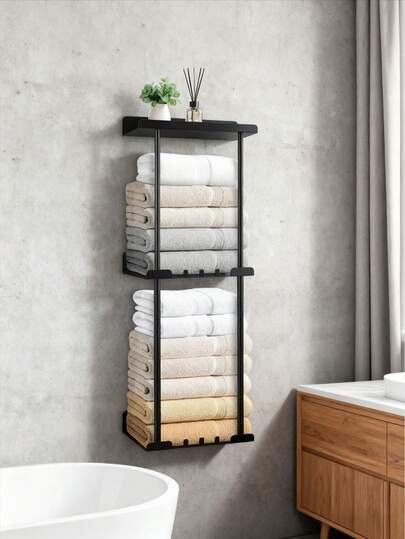 1pc Bathroom Towel Storage Rack,Space-Saving,Versatile Wall Organizer,Easy Install,Creating Tidy Spaces & Daily Use,For Home Bathrooms, Vacation Homes & Small Bathrooms, Space - Efficient & Sturdy