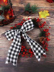 2 Rollen Buffalo Karo Juteband mit Drahtrand, Weiß Schwarz kariertes Band, für fröhliche Weihnachten, Hochzeit, Festliche Heim-Dekorationen, DIY Geschenkverpackung, Kranz, Weihnachtsbaum Schleifen Dekoration, große Schleifen Kranz Baum Dekoration für Outdoor