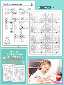 Math Crossword Puzzles For Kids Ages 6-12, Addition Subtraction Multiplication Division Practice Games, Timed Criss Cross Challenges, Learning Activity For Grade 3-4, Solutions Included, Educational Learning Tool For Boys Girls - Multicolor - View 6