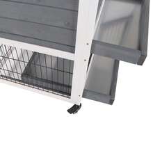 PawHut Rabbit Hutch Indoor Bunny Cage Guinea Pig House On Wheels With Run, Pull Out Trays, Grey And White - Xám - Xem 7