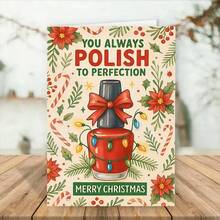 1 件圣诞指甲油爱好者贺卡 - 节日礼物，带有“你总是打磨得完美”的信息，红色和绿色拐杖糖设计，内含信封，适合美容爱好者、圣诞装饰品、圣诞袜 - 彩色 - 查看 4