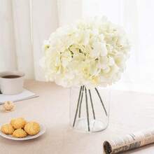 48/60pcs Creamy Ivory Artificial Hydrangea Flowers With Stems, Silk Faux Hydrangea Heads For Bridal Shower & Handmade Bouquets - Ivory - View 4