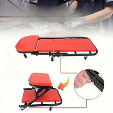 Foldable Garage Mobile Mechanics Creeper Bench 2 In 1 Workshop Trolley Padded Car Repair 360° Rotating Resting Board Stool - Red - View 8