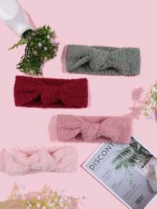 8pcs Candy Color Thick Winter Warm Headbands, Children Bow Knot Wide Headbands, Cute Holiday Girls Hair Scrunchies, Baby Hair Accessories, Essential For Shower