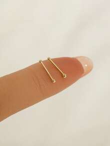 2pcs 925 Sterling Silver Ear Sticks, Women's Gold Stud Earrings Sleep Without Taking Them Off, Hypoallergenic Earrings Set - Smooth Ear Sticks - View 7