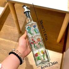 1个/2个装家用厨房浮雕玻璃油瓶，家用油壶，厨房酱油醋调味瓶，2025新款巴洛克风格，防滴漏 - 彩色 - 查看 12