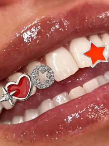 1 Set Punk Hollow Horn Fang Design Unisex Jewelry, Suitable For Nightclub, Halloween, Christmas, Daily Wear, Gold & Silver Colors