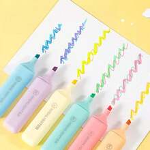 6 Stücke weiche, mehrfarbige, augenfreundliche Textmarker, pastellfarbene Macaron Leuchtstifte für Notizen, Schule und Schulanfang