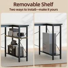 Escritorio de Esquina Ordenador - 120x70 cm Mesa en Forma L, Estantes de Almacenamiento, Esquina Reversible, Gaming Escritorio Mesa Gamer Desk para Estudio Trabajo Oficina Dormitorio Hogar - negro - Ver 5