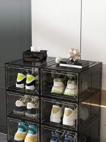 1个六面全透明鞋盒 - 塑料防氧化收纳盒，家用运动鞋展示整理盒