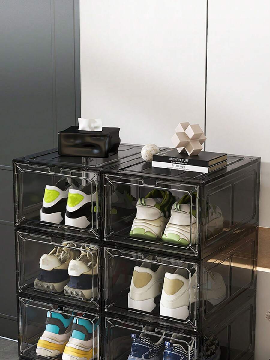 1个六面全透明鞋盒 - 塑料防氧化收纳盒，家用运动鞋展示整理盒