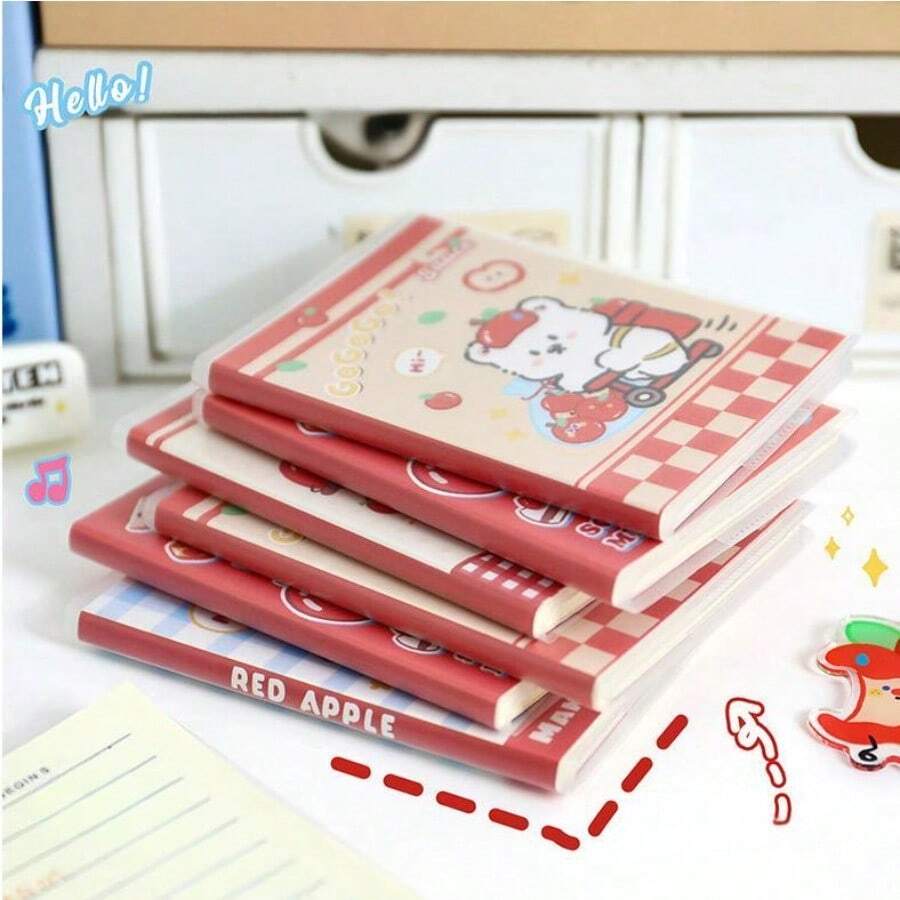 1pc , A7 Apple Duoduo Office Notebook Cute Rubber Cover Notebook Portable Pocket Notebook Student Mini Portable Notebook Word Book Simple Handbook Creative Small Gift - Màu sắc ngẫu nhiên - Xem 1