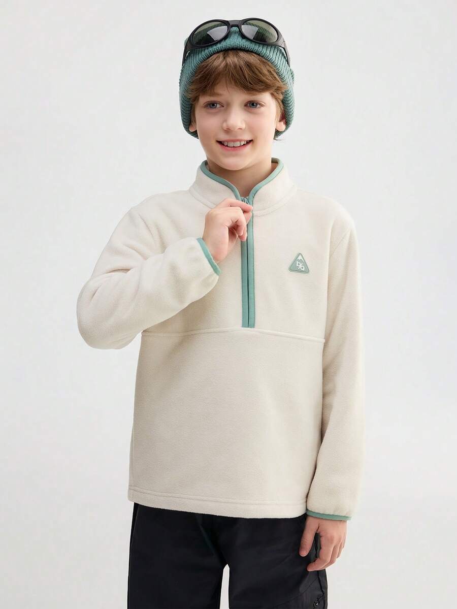 Balabala Sudadera de forro polar antiestática BalaOne para niños, Invierno 2025, Parte superior cálida para niños y niñas - caqui claro - Ver 1