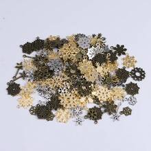 20pcs Christmas Alloy Snowflake Pendants, Gold, Silver, Antique Green Snowflake Styles, DIY Jewelry Charms, Bracelet, Earring Craft Making - Multicolor - View 7