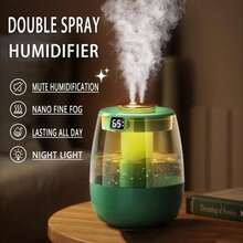 Air Humidifier 1.3L Double Spray Port Aroma Air Aroma Humidifier Essential Oil Diffuser For Home Office Mute With Night Light - Green - View 3