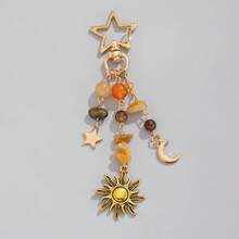 Retro Moon And Sun Pendant Irregular Gravel Keychain Pendant Retro Niche Butterfly Mobile Phone Pendant - 01 Vàng cũ - Xem 3