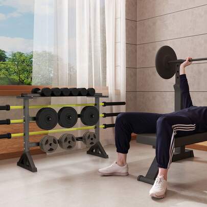 SOOZIER Weight Rack, 1100LBS Capacity Weight Plate Rack Dumbbell Rack For Weight Plates, Dumbbells And Barbell Bars Home Gym Storage