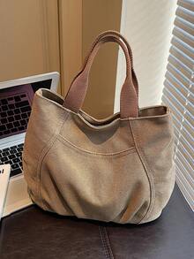 peach tree 女士休闲托特包，简约纯色手提包，男女通用单肩包，大容量多口袋多功能随身包，适合度假、旅行、送礼、返校、大学、情人节等场合。
