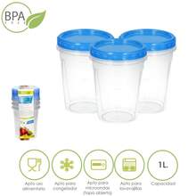 ORYX Round Plastic Container Set 1 Liter (Pack Of 3 Pieces) - Blue - View 1