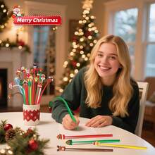 50 pièces - Stylos gel à encre de Noël Nouveauté Stylos à bille gel noir à motifs de Noël Stylos gel à encre de Noël Stylos gel à encre de Noël de personnages de Noël Convient pour les récompenses en classe, les fournitures de bureau, les bas de Noël