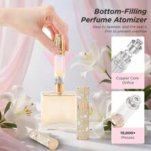 Travel Perfume Bottle Refillable, Perfume Atomizer Leak - Proof Portable 5ML Empty Atomizer Sprayer Bottle Traveling And Outgoing Pink - Leather Style, 5ML - 金色+5ML - 查看 6