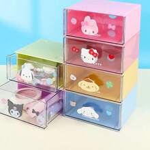 Miniso 人物系列单层抽屉盒，带公仔手柄，可爱卡通造型手柄，透明环保塑料材质，方便物品分类收纳，非常适合办公桌文具/首饰整理 - 藍色 - 查看 5