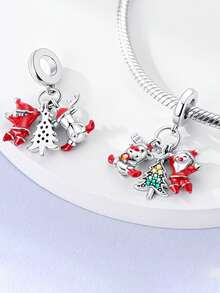 STYFNE 1 pieza Colgante con cuentas de árbol de Navidad, campana, Papá Noel, reno, muñeco de nieve, adecuado para pulseras DIY, joyería de mujer, pequeño regalo diario