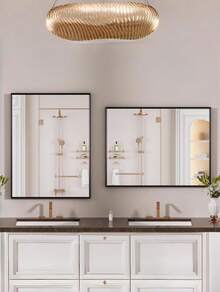 [Rectangle Bathroom Mirror]Shatterproof Glass, Deep Aluminum Frame, Vertical/Horizontal Mounting For Bathroom & Entryway - L - Xem 2