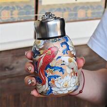New Retro Chinese Style Doll Stainless Steel Cup With Handle, Pocket Design, High-Quality, Suitable For Car, Office Use, Keeps Drinks Warm