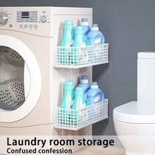 Magnetic Basket Refrigerator Storage Rack, Laundry Room Storage Organizer Rack, Iron Art Storage Rack With Hanging Board Accessories, Suitable For Refrigerators, Microwaves, Washing Machines, Refrigerator Organization, Magnetic Refrigerator Storage, Magnetic Baskets For Refrigerators, Heavy-Duty Magnetic Structure, Home Storage Rack, Shelf Baskets. - Multicolor - View 12