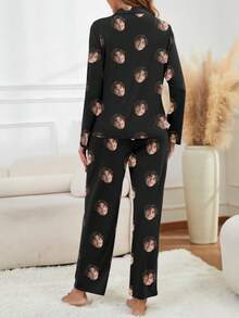 Customized Women Pajama Set, Personalized With Pet/Character/Portrait, Holiday/Bestie Gift, Winter