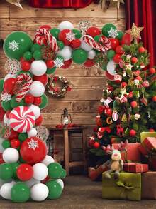 Bộ 105 bóng bay trang trí Giáng sinh - Kẹo que màu đỏ và xanh lá cây, Kẹo que màu đỏ và xanh lá cây cối xay gió, Bóng bay kim tuyến, Bộ vòng hoa, Thích hợp cho lễ hội, năm mới và tiệc sinh nhật, Bộ bóng bay trang trí, Trang trí cửa sổ Giáng sinh, Trang trí nền phòng, Bóng bay không dùng điện, Bóng bay nhôm và cao su, Thích hợp cho trẻ em trên 14 tuổi - Nhiều màu - Xem 3