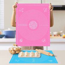 1pc Reusable Baking Mat With Measurement Markings - Easy To Clean Pastry Mat For Dough, Pizza, Cake And Cookies - Perfect Kitchen Gadget For Holidays, Parties, Kneading Surface, Kitchen Tool, Great For Christmas, Halloween - EVA Kneading Pad (50*40) - View 2