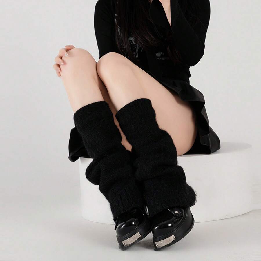 1 Pair Of Sock Covers Pile Socks For Women Autumn Winter Thickened Black Fuzzy Y2K Hot Girl Style Winter Subculture Fuzzy Leg Covers - 咖色 - 查看 1