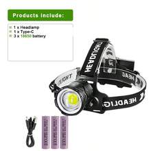 100000LM XHP90 LED Powerful Headlamp Super Bright Camping Head Flashlight Rechargeable Led Headlight Waterproof Headlamp Use 15h Hunting Lantern - Black - View 10