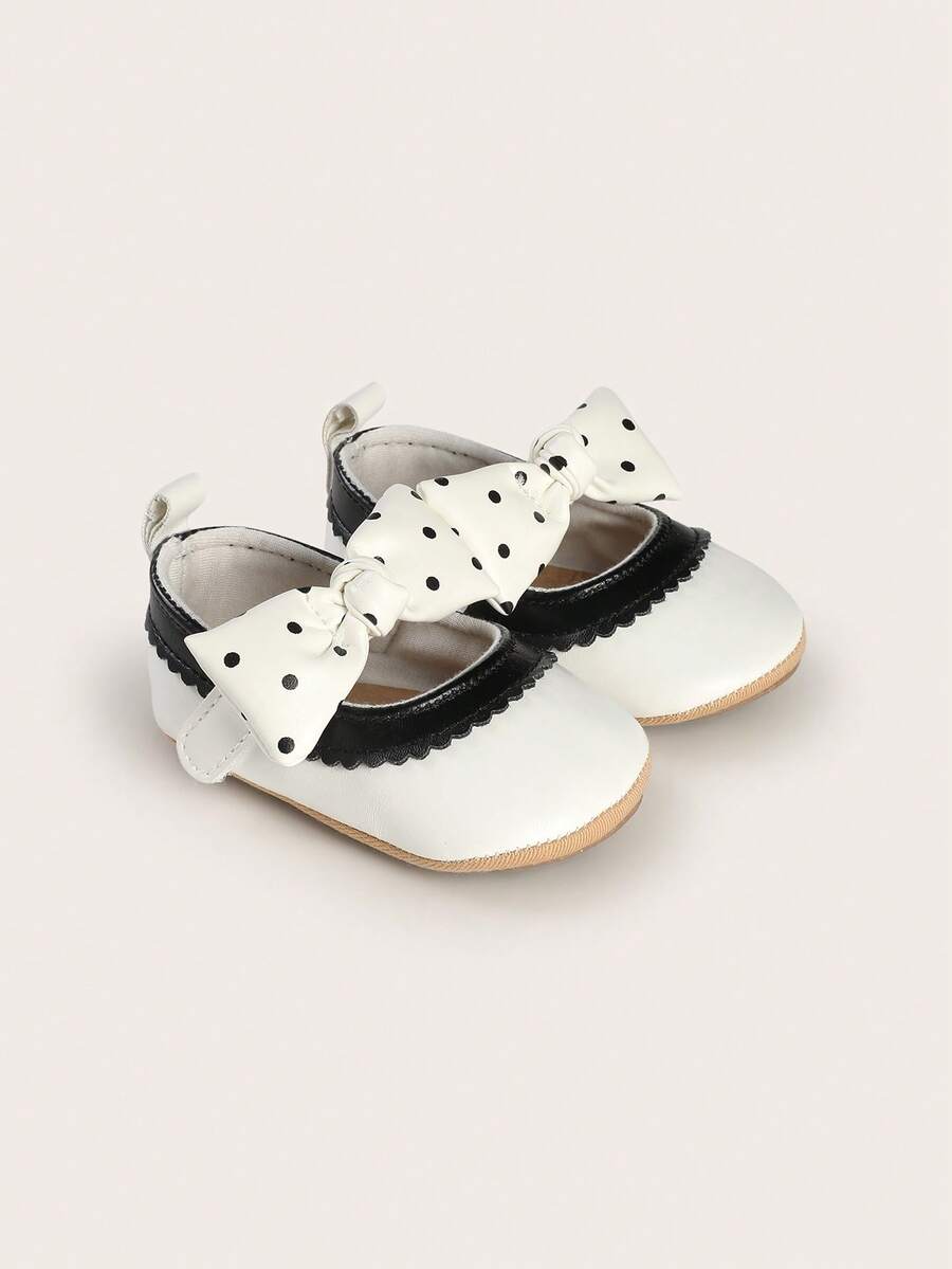 أحذية ناعمة لا تنزلق مع تصميم فيونكة للأطفال الرضع البنات حديثي الولادة من عمر 0-1 سنة، مناسبة لمناسبات مثل عيد الميلاد الأول أو مرور 100 يوم، للربيع والخريف