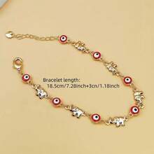 A Cute Evil Eye Elephant Pendant Bracelet In Bohemian Style, Suitable For Women, Made Of 18K Gold-Plated Copper, Fashionable Animal Jewelry, Ideal As A Gift For Friends Or Girlfriends, Suitable For Daily Wear And Parties, An All-Season Accessory. - Gold - View 4