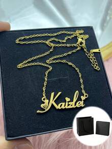 1 Stück Zirkonia Blumen personalisiertes Namens-Schmuckset, süßer 2000er Herbst-Casual-Stil, einzigartiges personalisiertes Geschenk, geeignet für den täglichen Gebrauch, Homecoming-Saison - Gold ohne Anhänger - View 14