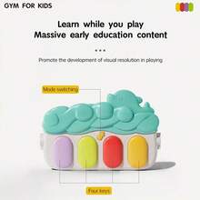 带钢琴的互动婴儿游戏垫，柔软的软垫音乐垫 - 0-12 个月新生儿和婴儿俯卧时间活动游戏垫 - 培养运动技能和协调性 - 与 BabySMART 系统兼容 - 绿色/蓝色/黄色（不含电池），可爱的动物设计，游戏表面，新生儿必备