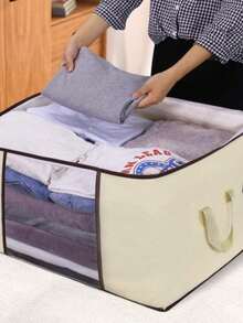 Organizador Multiuso Caixa Organizadora De Guarda Roupa Flexivel Com Ziper 60x45x30cm Grande