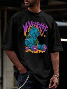 Camisa Masculina Gym Algodão Estampada Oversized Urso Dólar - Preto - Visão 6
