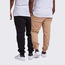 Kit 2 Men's Plus Size Jogger Pants With Cuffs - 米色 - 查看 2