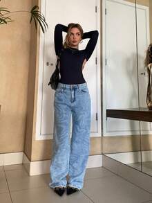 Women's Boddy With Open Back, Long Sleeves, Polyamide, Gringa Style - 黑色 - 查看 2