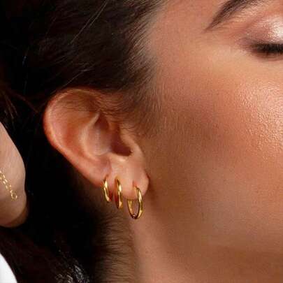 1 对/4 对高品质纯色圆形耳环，防过敏，防褪色，简约时尚，适合日常和派对佩戴，男女通用，非常适合感恩节、万圣节、圣诞节和其他场合