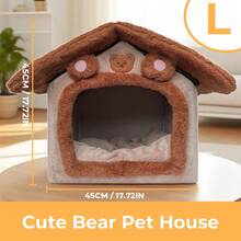 DDCAQIOUA Cat House, Universal For All Seasons, Enclosed Cat House, Full Security, Villa, Cat House, Removable And Washable Dog House, Warm Cat Dog House In Winter - 棕色 - 查看 11