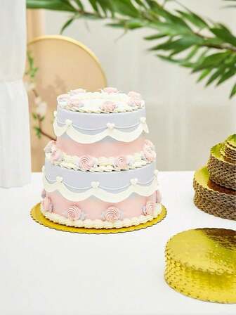 3/6pcs Gold Round Serrated Edge Cake Trays, Elegant Lace Cake Paper Liners, Cake Stands, Suitable For Parties, Weddings, Holidays, Family Dinner Supplies, Christmas Party Supplies