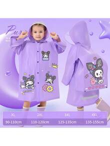儿童雨衣一件装，带收纳袋，适合小学生，卡通图案，适合幼儿园，长款，大容量收纳袋。