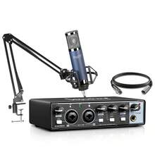 Depusheng V11 Audio Interface With 48V Wire Condenser Microphone Professional USB Sound Card Use For Recording,Live Streaming - màu đen - Xem 8
