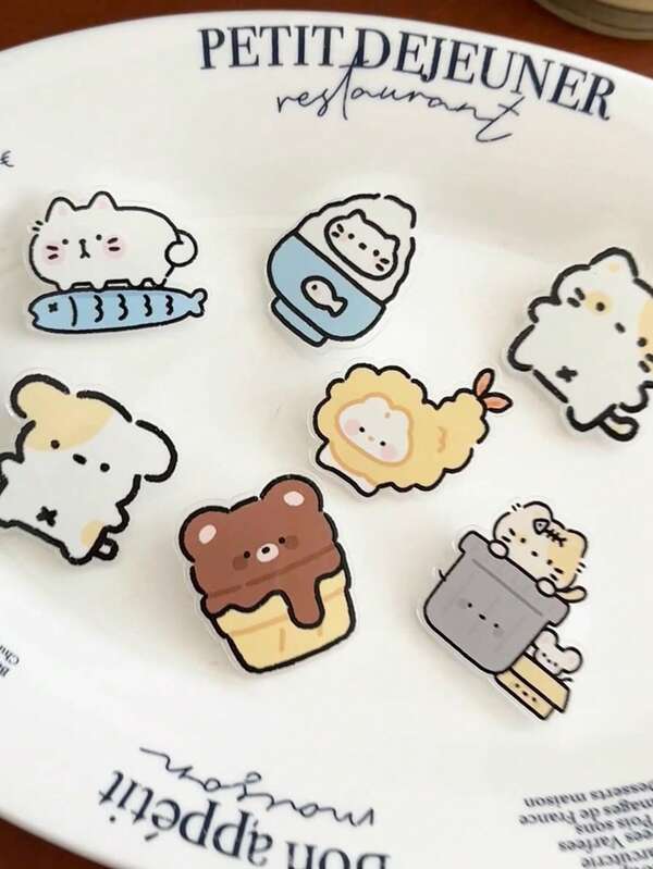 3/4/7pcs Cute Cartoon Enamel Anime Decoration Badge Artwork, Animal DecorationDecoration Badge.CreativeFashion Accessory For Backpack.Pencil Case, Bag, Back To School